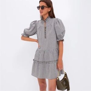 NWT Pomander Place Tuckernuck Green Gingham Mini Selena Dress Size Large